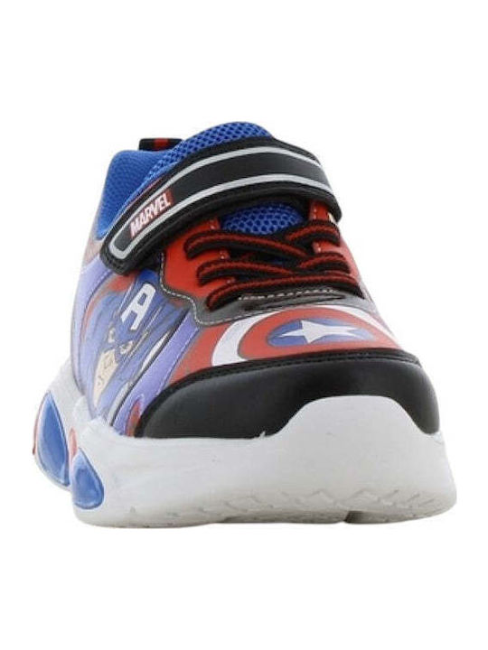 Παιδικά Sneakers Ανατομικά με Σκρατς & Φωτάκια Μπλε