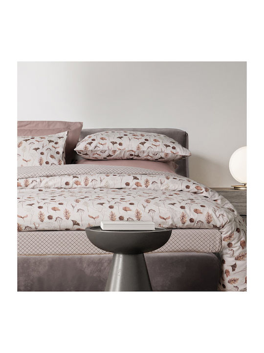 Das Home Bettbezug-Set Baumwolle Übergröße mit 2 Kissenbezügen 220x240 Beige, Brown