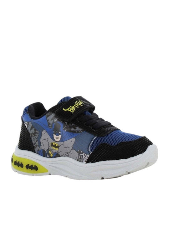 Παιδικά Sneakers Ανατομικά με Σκρατς & Φωτάκια Μαύρα