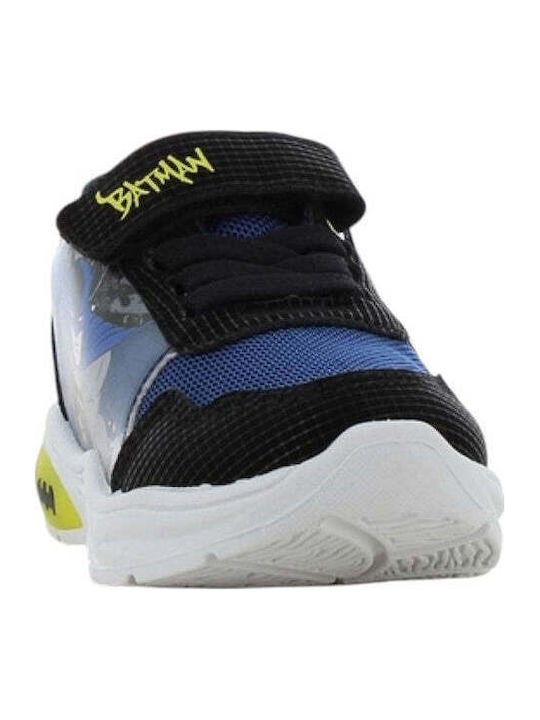 Παιδικά Sneakers Ανατομικά με Σκρατς & Φωτάκια Μαύρα