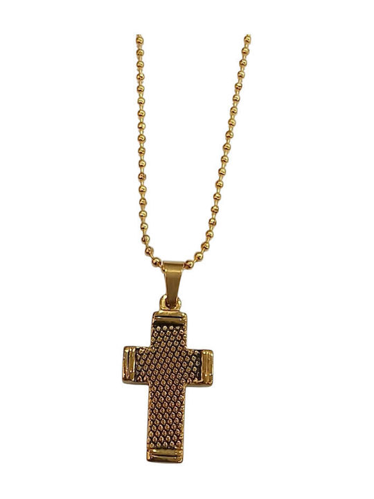 Kalliopi Silver Crucifix Bărbat Din Oțel Placat Cu Aur Cu Lanț