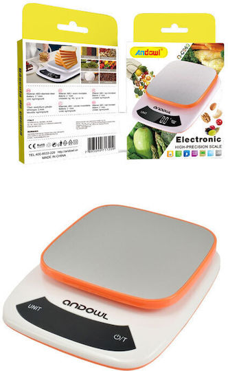 Andowl Qc960 Ψηφιακή Ζυγαριά Κουζίνας έως 3kg Πορτοκαλί