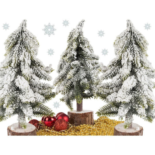 Christmas Decorative Snowy Wood Tree 26cm Green