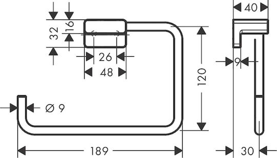 Hansgrohe Κρίκος Μπάνιου Μονός με Βίδες ​2.6x2.6cm Χρυσός