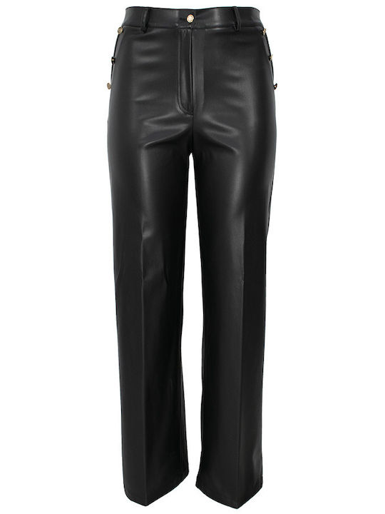 Damen Stoff Hose in Geradem Schnitt Black