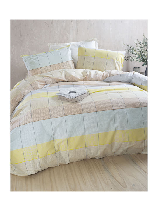 Rythmos Colette Elektrische Gitarren Tagesdecke Einzelbett aus Baumwolle & Polyester Yellow - Light Blue 160x240cm 2Stück