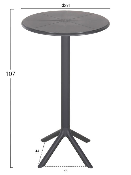 Outdoor Bar Free Standing Polypropylene Table Gray 60x60x106cm