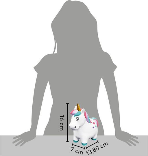 Moses Unicorn Copil Cutiuta de bani Plastic Alb 13x8x15cm