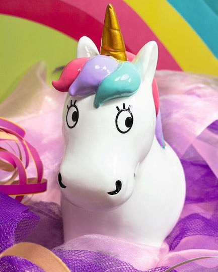 Moses Unicorn Copil Cutiuta de bani Plastic Alb 13x8x15cm