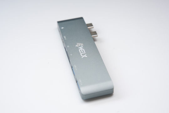 Welx WL6 USB Hub 4 Ports USB 3.1 with USB-A / USB-C Connection Silver