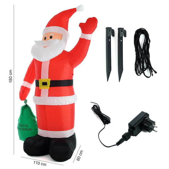 Bakaji Inflatable Santa Claus Sack Height 180 cm LED Lighting Outdoor 02816097