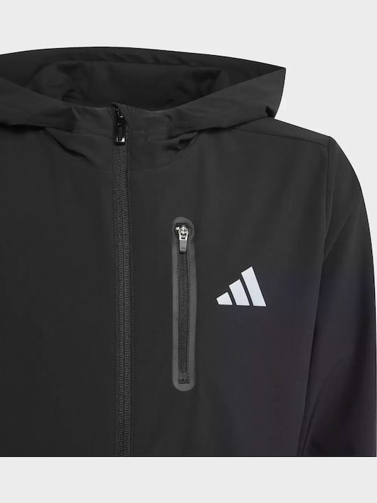 Sportlich Kinderstrickjacke mit Kapuze Schwarz
