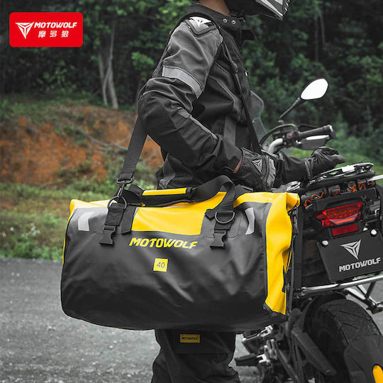 Motowolf Motorcycle Tail Bag Waterproof 66L Black/Yellow