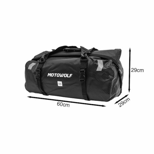 Motowolf Motorcycle Tail Bag Waterproof 66L Carbon Black