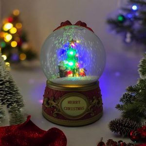 Crăciun Glob de Zăpadă Iluminată cu Moș Crăciun 20x29cm 1buc