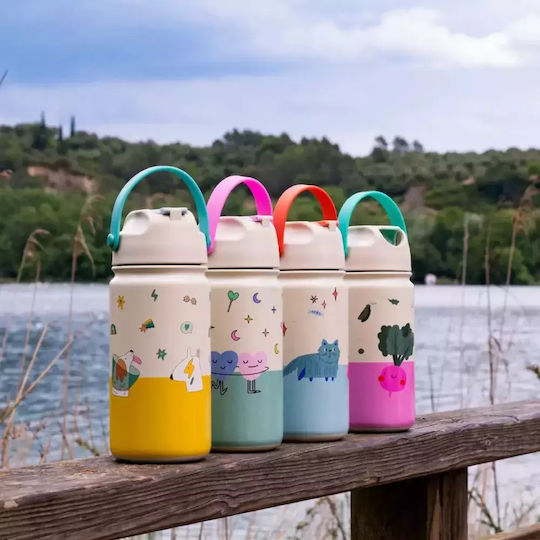 The Cotton Cloud Cotton Cloud Kids Water Bottle Thermos Silicone with Straw Light Blue 420ml