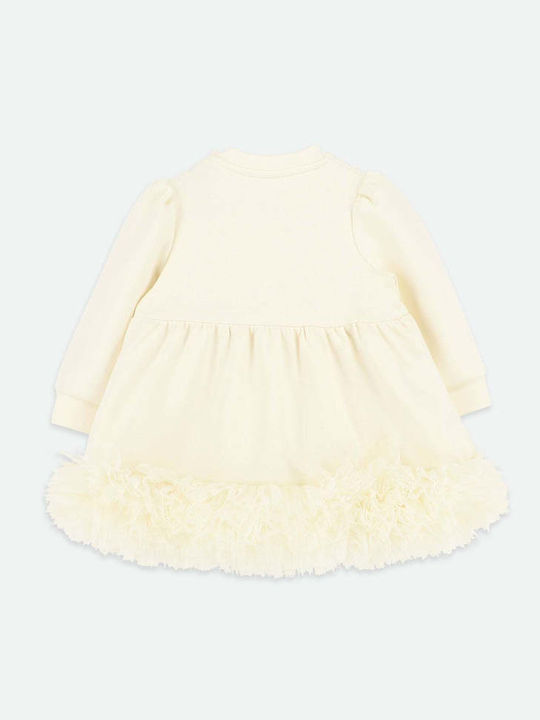 Παιδικό Φόρεμα Μακρυμάνικο Τούλινο Κρεμ