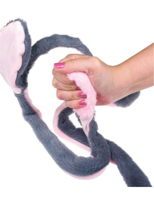 Rabbit Ear Headband Movement Gray Pink Synthetic Fur