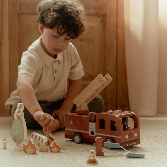 Little Dutch Fire Truck Vehicle with Accessories Made of Wood for 24+ Months