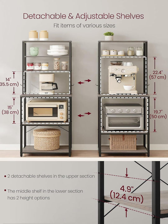 Vasagle Kitchen Rack Metal Gray 40x40x60cm
