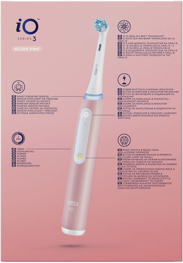 Oral-B iO Series 3 Electric Toothbrush with Pressure Sensor and Travel Case Pink