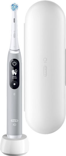 Oral-B iO Series 6 Electric Toothbrush with Timer, Pressure Sensor, and Travel Case Gray Opal