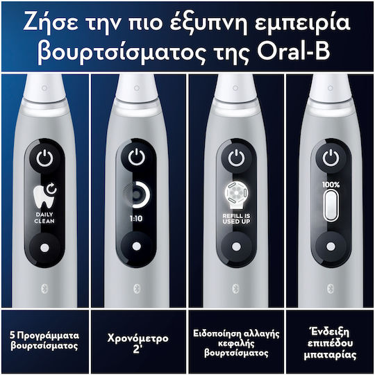 Oral-B iO Series 6 Electric Toothbrush with Timer, Pressure Sensor, and Travel Case Gray Opal