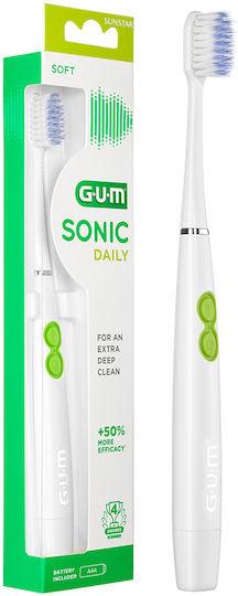 GUM Sonic Daily Soft 4100 Electric Toothbrush Battery White