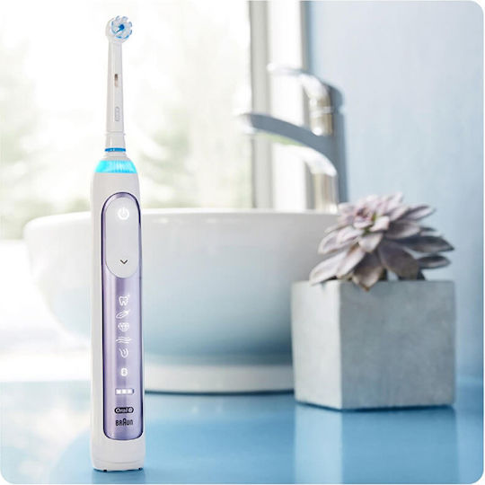 Oral-B Genius 10000N Electric Toothbrush with Timer, Pressure Sensor, and Travel Case Orchid Purple