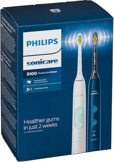 Philips Sonicare Protectiveclean 5100 Electric Toothbrush with Timer, Pressure Sensor, and Travel Case White