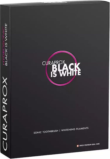 Curaprox Hydrosonic Black is White Periuță de dinți electrică cu Husă de Călătorie Neagră