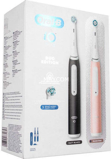 Oral-B iO Series 3 Elektrische Zahnbürste mit Drucksensor und Reisetasche Matt Black / Blush Pink