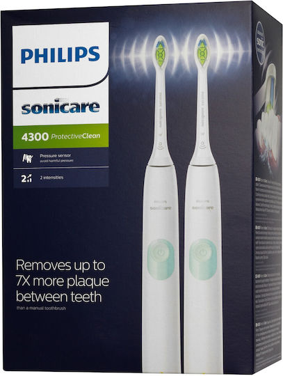 Philips Sonicare Protective Clean 4300 Електрическа Четка за Зъби с Таймер и Калъф за Пътуване Бял