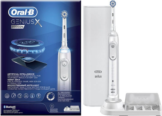 Oral-B Genius X 20000N Electric Toothbrush with Pressure Sensor and Travel Case White