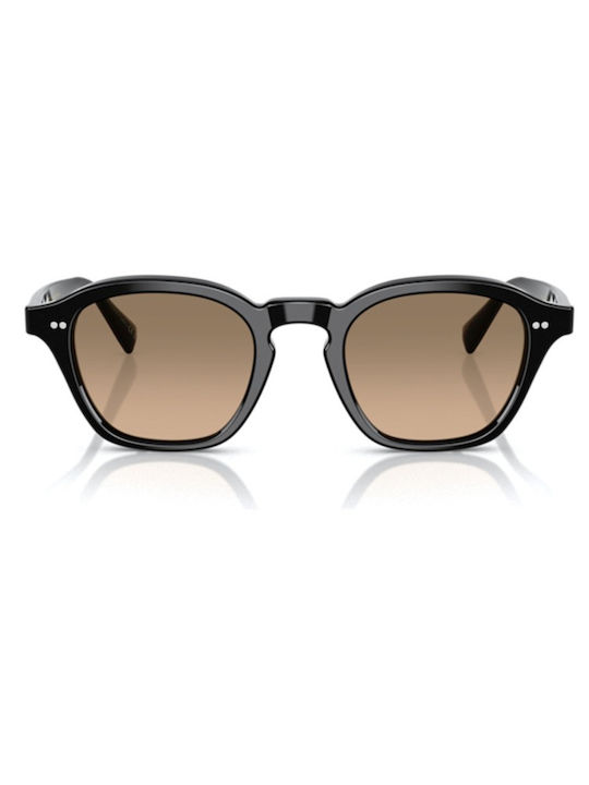Oliver Peoples Unisex Sunglasses with Black Plastic Frame and Brown Gradient Polarized Lens