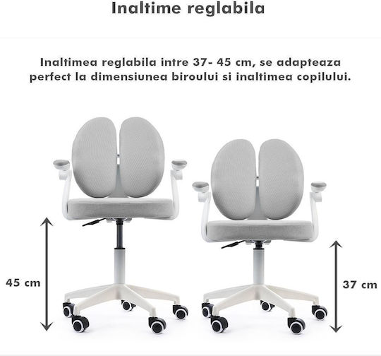 Детски Стол За Бюро Сив 55x55x76.5-85.5см