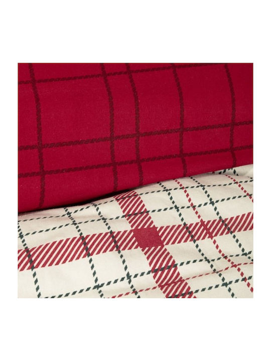 Nima Duvet Cover Set Flannel Single with Pillowcase 160x240 Home Bliss Red, Beige