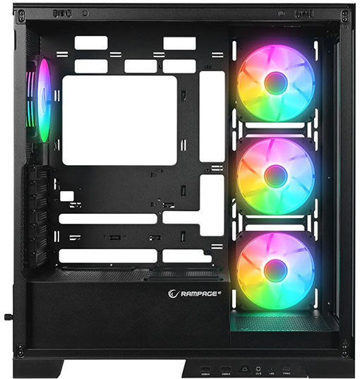 Rampage Hydra V2 Gaming Midi Tower Computer Case with Side Window Black