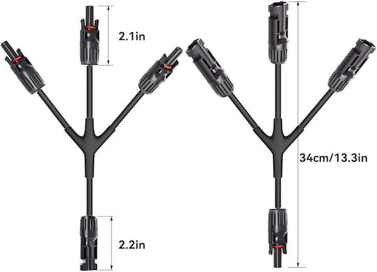 Conector Solar MC4 Splitter 1 La 3 Y – Pereche M Fff + F Mmm 1000V DC 30A IP67 2,5mm 4mm 6mm Certificări CE RoHS – Onuvio
