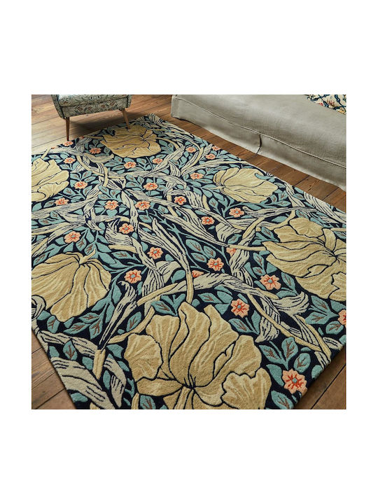 Morris & Co Pimpernel Handgefertigt Teppich Rechteckig Synthetisch,Polyester/Cotton/Leather Indigo