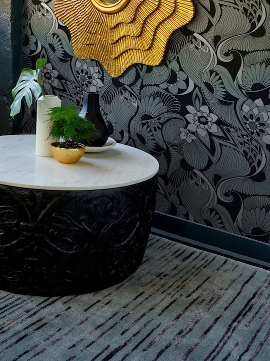 Florence Broadhurst Slub Handgefertigt Teppich Rechteckig Synthetisch,Polyester/Cotton/Leather Charcoal