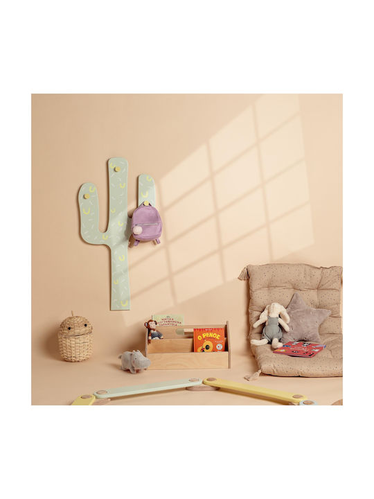 Wudd Wooden Self-Adhesive Kids Wall Hanger with Hooks Beige 48.5x48.5x99cm