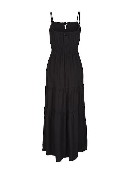 Summer Maxi Dress with Ruffles Black
