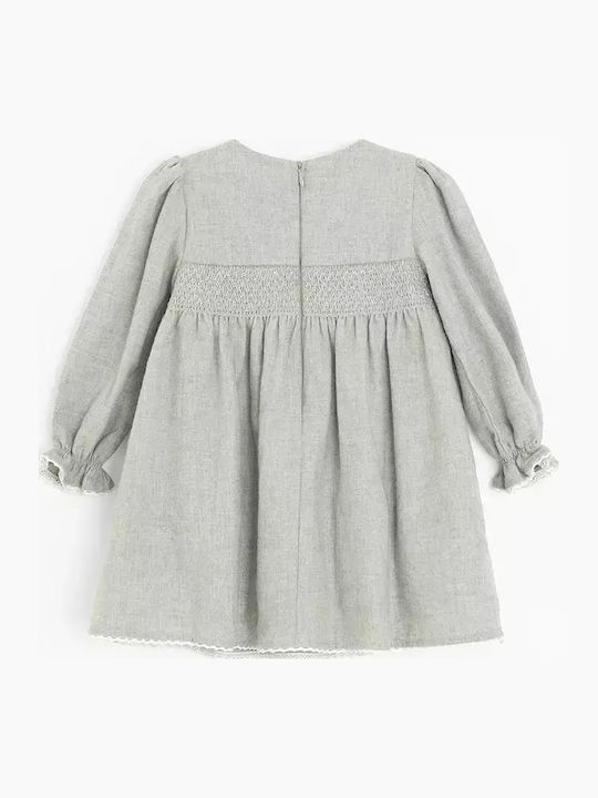 Children's Dress Long Sleeve Set with Tights Gray