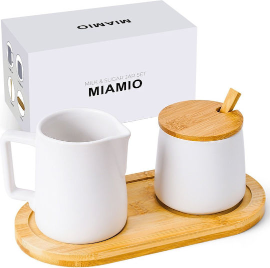 Miamio Set Cană pentru lapte & Zaharniță de Servire Ceramică Alb 1buc