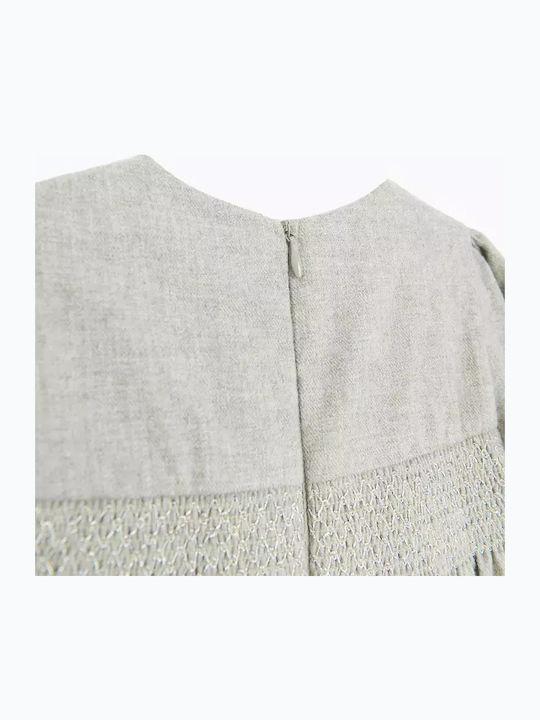 Children's Dress Long Sleeve Set with Tights Gray