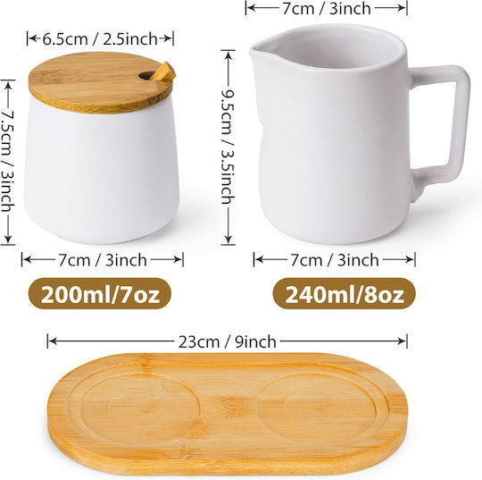 Miamio Set Cană pentru lapte & Zaharniță de Servire Ceramică Alb 1buc