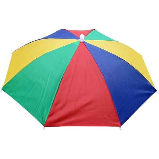 Head Umbrella Flippy 69 Cm Diameter Adjustable Head Strap Uv Rain Protection Rainbow