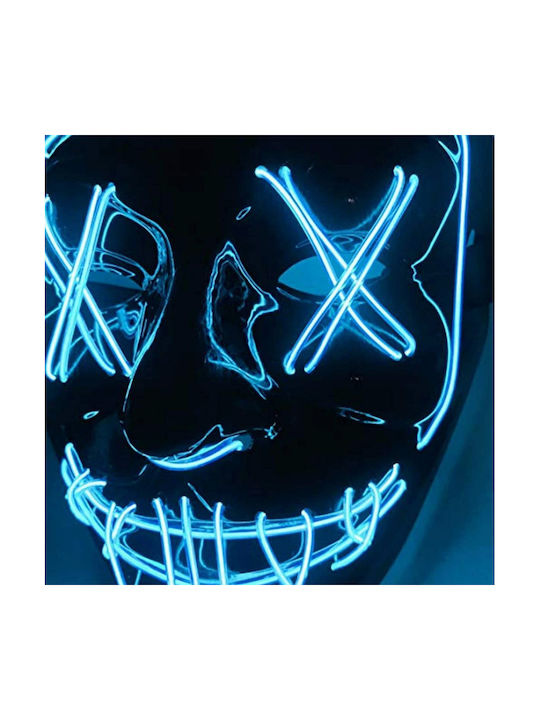 Mască Led Halloween Zola Neagră cu Leds Albastre din Plastic cu Telecomandă 21 X 17 Cm
