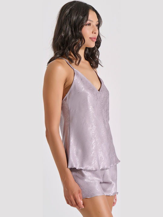 Milena by Paris Χειμερινό Babydoll Ασημί